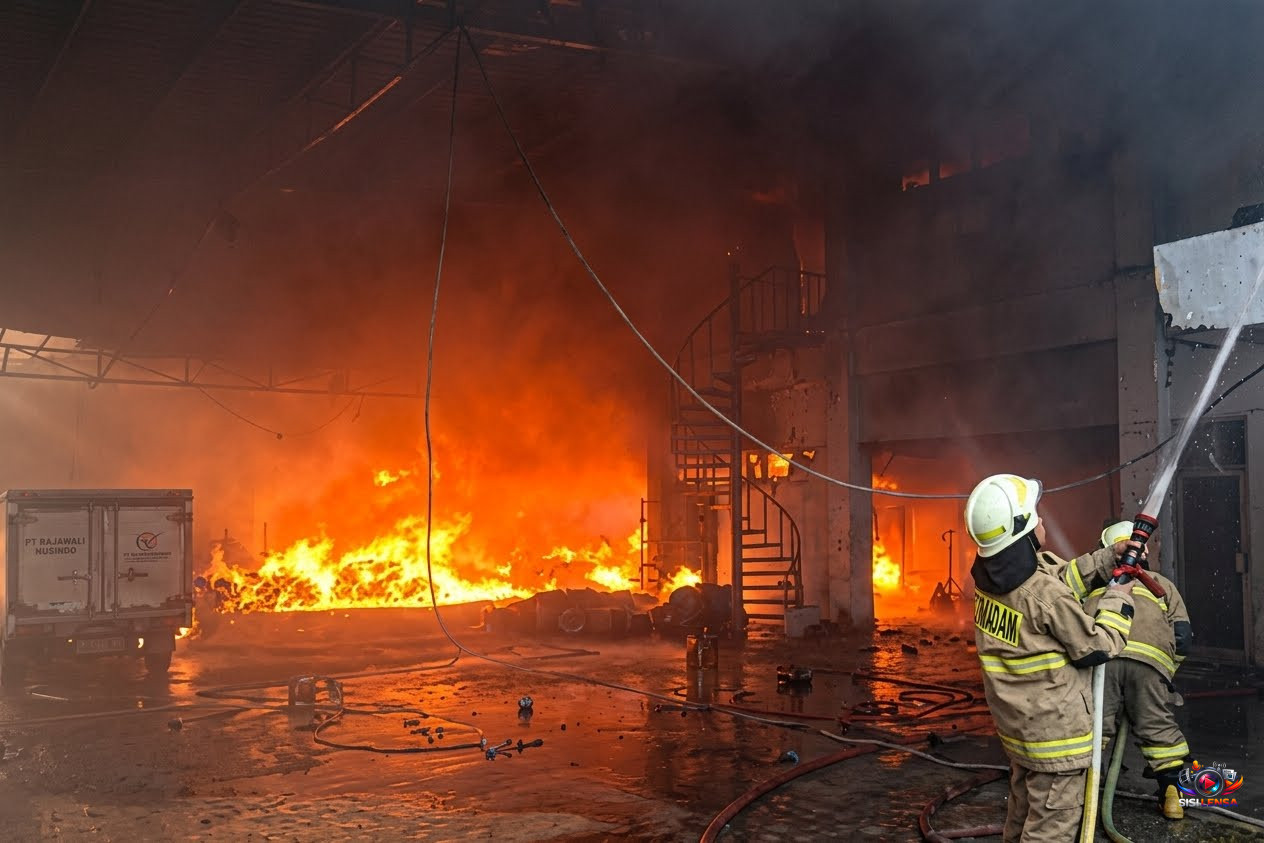 Gudang Minyak Goreng dan Sembako PT Rajawali Nusindo di Pulogadung Terbakar, Belasan Mobil Damkar Dikerahkan